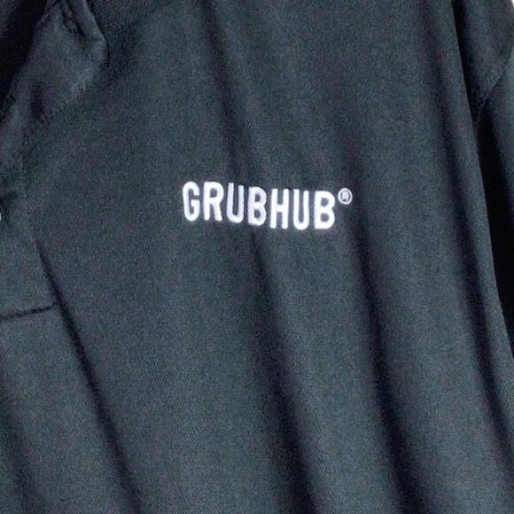 GrubHub Employee Work Uniform polo shirt Black White 3XL XXXL - Picture 2 of 4